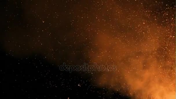 Glittering stars on bokeh background sparks of bonfire night — Stock Video