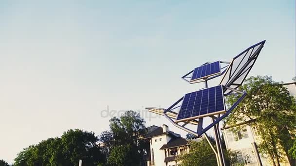 Solar panel in town — Stock Video