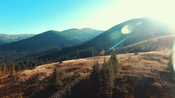 햇빛에 산의 놀라운 보기 — 비디오