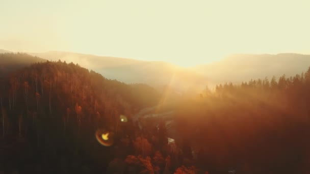 Solljus i tidig tid i bergen — Stockvideo