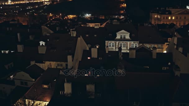 프라하, 체코 공화국의 옛 마을의 밤 파노라마 — 비디오