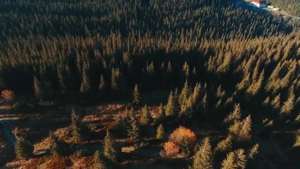 Aerial shot of highway to the mountains — Stock Video