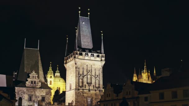 Overview of Prague, Czech Republic in night — Stock Video