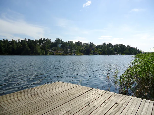 Lago Una Isla Archipiélago Estocolmo Hermoso Día Soleado Verano Suecia — Foto de Stock