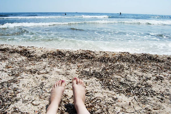 Martigues Hermosa Playa Con Mar Soleado Día Verano Con Los — Foto de Stock