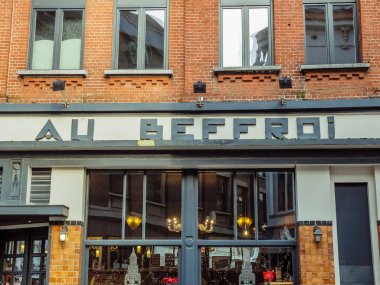 Charleroi, Belgium - December 28 2019 : Au Beffroi, caf bar  Charleroi rue Montal 