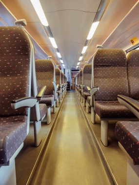 Arlon, Belgium - December 27 2019 : Interior of an SNCB train, Belgian rail network