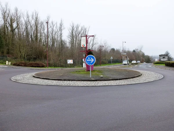 Longlaville France December 2019 Traffic Roundabout Longlaville — Stock Photo, Image