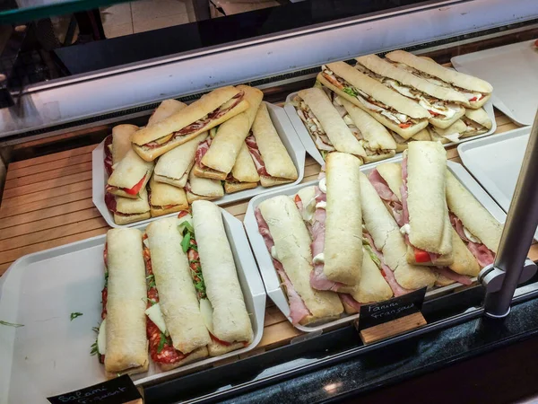 Surtido Paninis Sándwiches Listos Para Cocinar —  Fotos de Stock