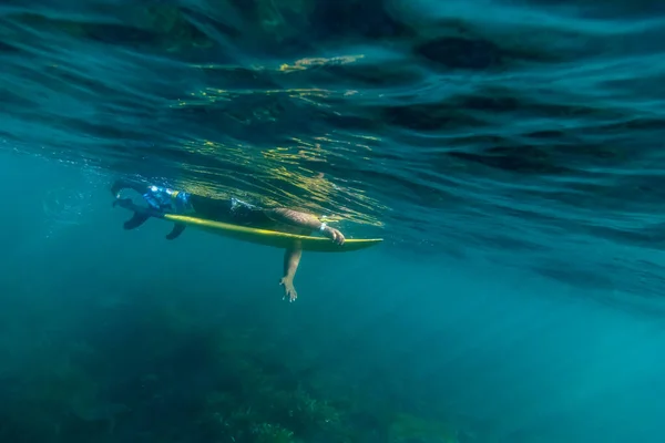 Sualtı Manzaralı Sörfçü — Stok fotoğraf