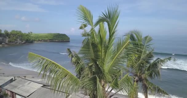 Balangan plajı, Bali, Endonezya 'nın havadan görünüşü — Stok video