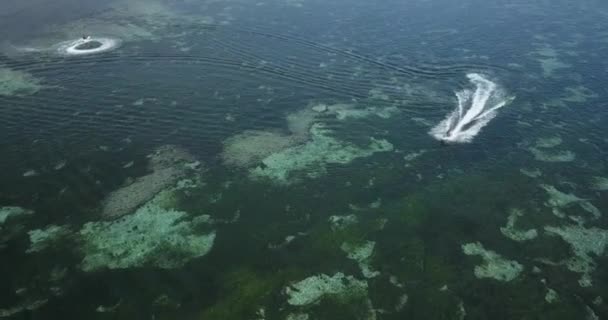 Vista aérea del motero acuático — Vídeo de stock