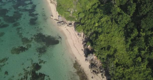 Vista aérea de la costa oceánica en un día soleado — Vídeos de Stock