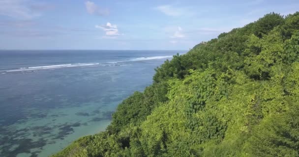 Luchtfoto van de oceaankust op zonnige dag — Stockvideo