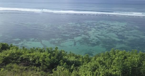 Vista aérea de la costa oceánica en un día soleado — Vídeos de Stock