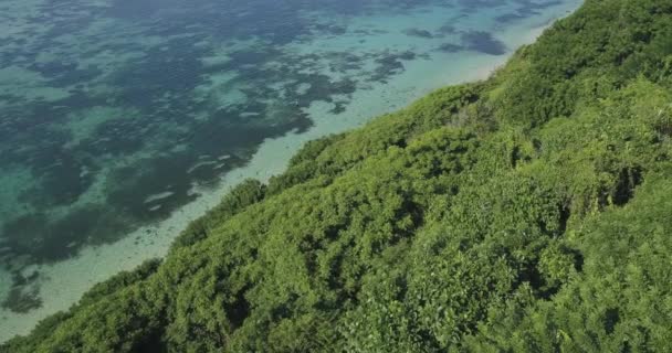 Vista aérea de la costa oceánica en un día soleado — Vídeo de stock
