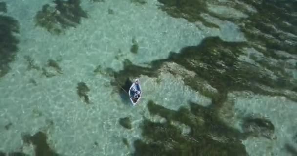 Luftaufnahme, wenn Fischerboot im Meer — Stockvideo