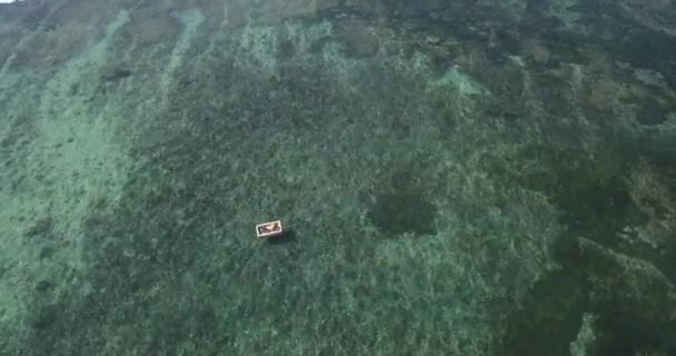Luftaufnahme, wenn Fischerboot im Meer — Stockvideo