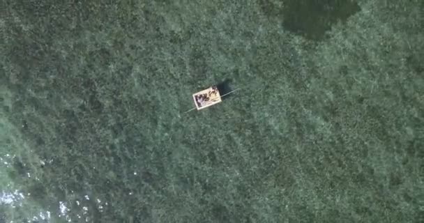 Vue aérienne si bateau de pêche dans la mer — Video