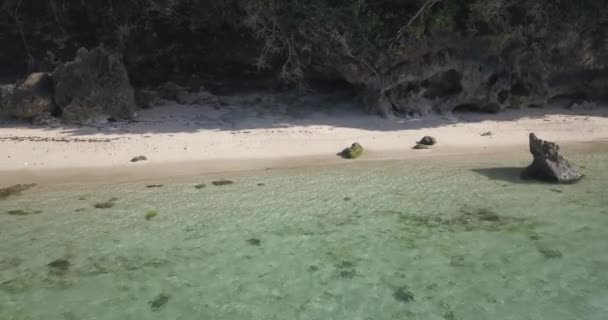 Luchtfoto van tropisch strand op zonnige dag — Stockvideo