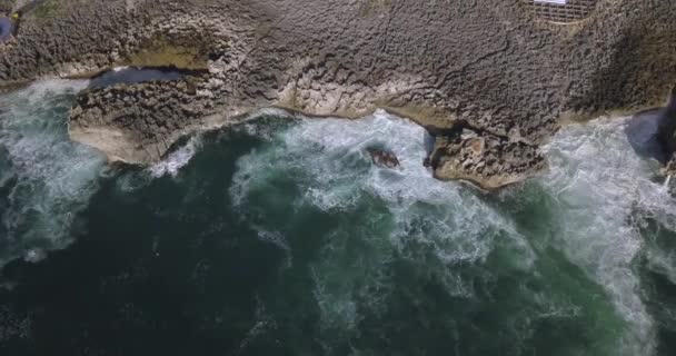 Vista aerea della costa rocciosa — Video Stock