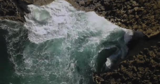 Aerial view of rocky coastline — Stock Video
