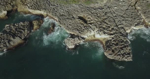 Aerial view of rocky coastline — Stock Video