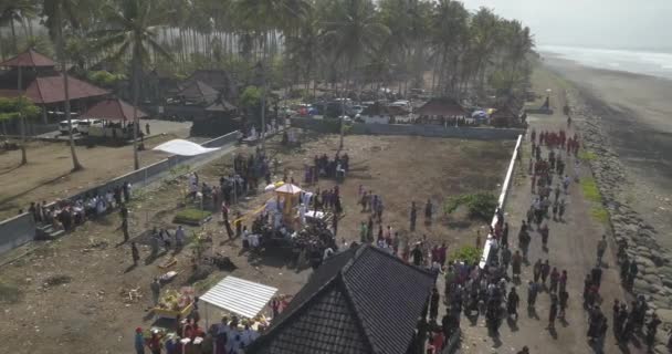 Aerial view of Balinese ceremony — Stock Video