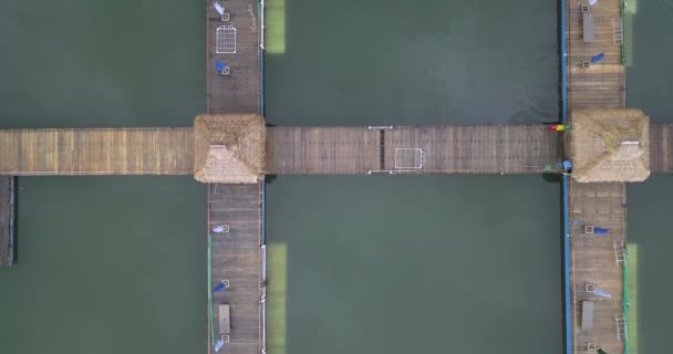 Aerial view of dolphinarium in ocean — Stock Video