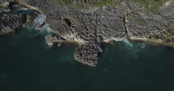 岩石海岸的空中景观 — 图库视频影像