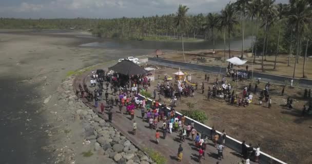 Vista aérea da cerimônia balinesa — Vídeo de Stock
