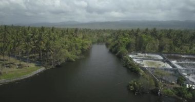Karides çiftliğinin hava manzarası
