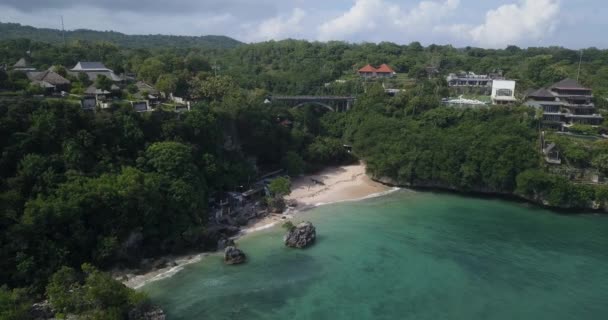 Aerial view of Padang Padang beach — Stock Video