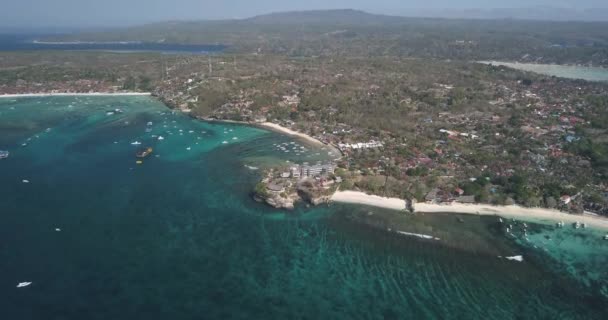 Aerial view of beach at Lembongan island — Stock Video