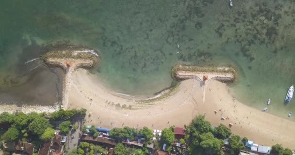 Flygfoto över Sanur stranden — Stockvideo