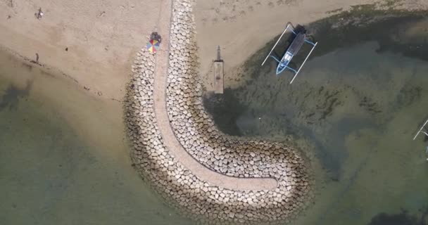 Aerial view of Sanur beach — Stock Video