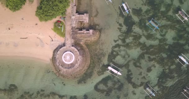 Aerial view of boats moored on sea during sunny day — Stock Video