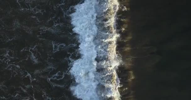 Aerial view of black sand beach — Stock Video