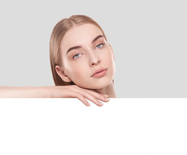 Beauty skin female face on a table — Stock Photo, Image