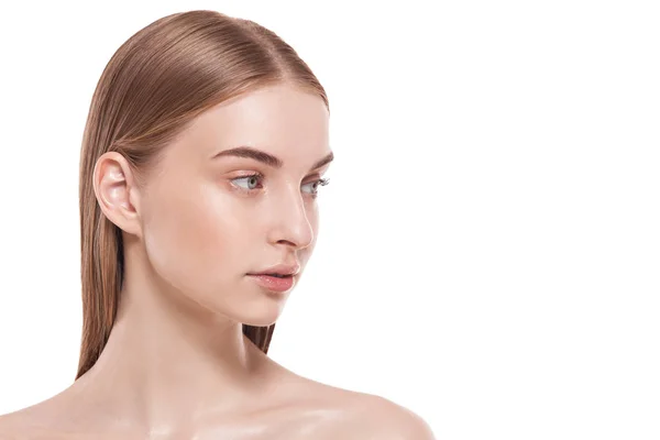 Beauty skin female shot over white background — Stock Photo, Image