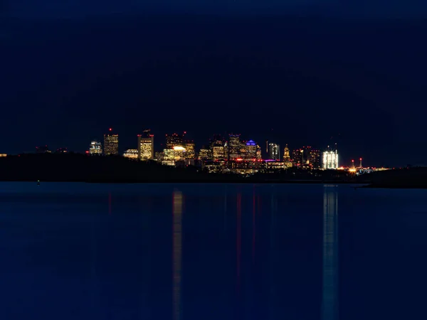 Boston Skyline At Night with Blue Water and Sky — Stock Photo, Image