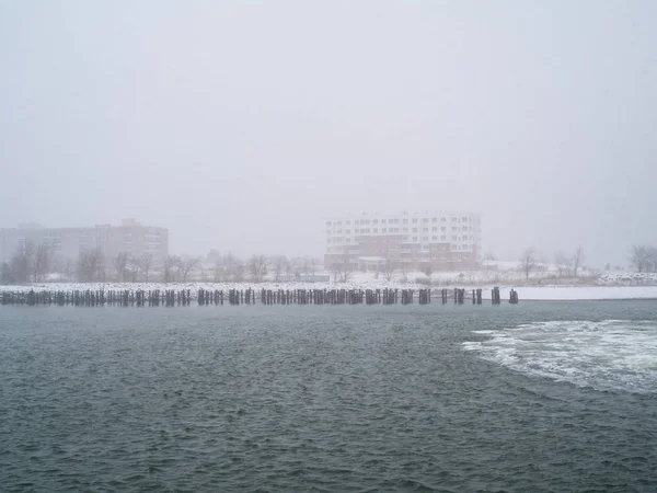 Boston Limanı 'ndaki Rıhtım Kıyısı Boyunca Binalar — Stok fotoğraf