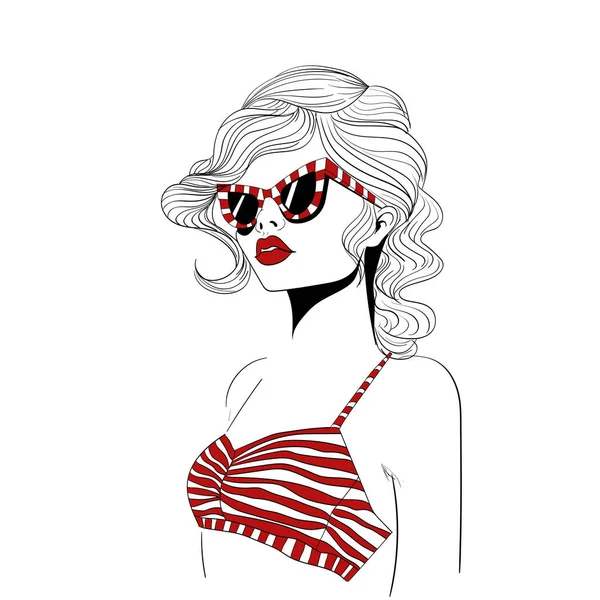 Model Striped Glasses Illustration — Stock Vector