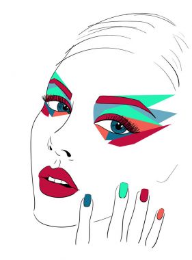 sanat saç ve parlak makyaj yüz