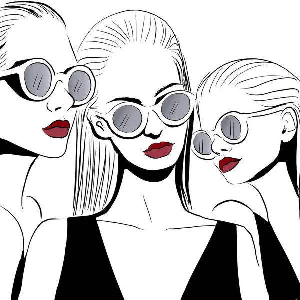 Rostros de moda en gafas — Vector de stock