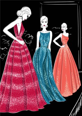 üç model Couture gelinlik catwolk