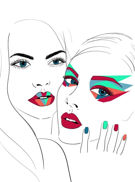Two faces with bright makeup