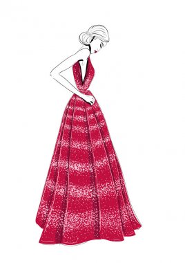 Kırmızı couture elbise modeli