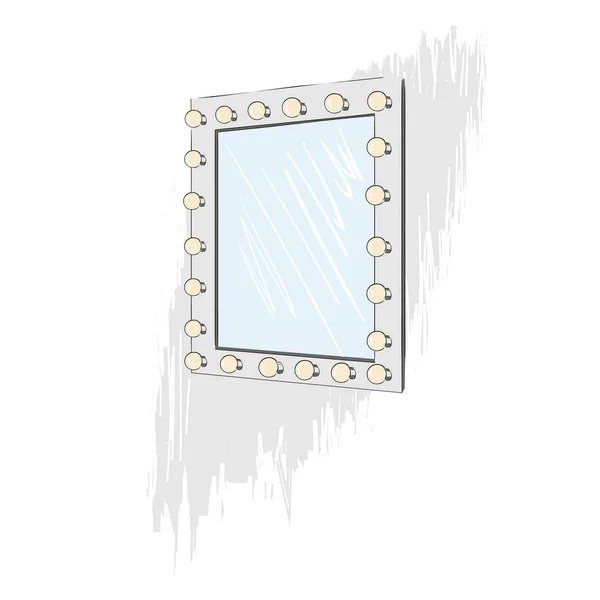 Miroir avec ampoules électriques — Image vectorielle