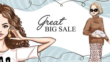 banner with half face and stylish woman